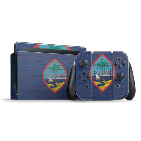 Guam Flag Dark Wood Nintendo Skins
